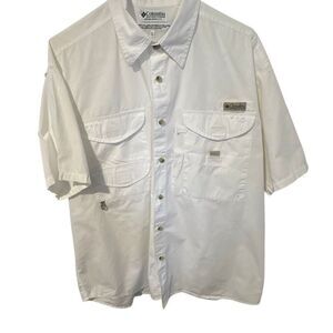Columbia Mens Shirt, Size Large, White, Fishing Style, Button Front